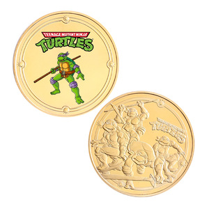 Vente en gros de 5 pièces de monnaie en or représentant des personnages de films américains et de pièces commémoratives en métal des Tortues <span class=keywords><strong>Ninja</strong></span>, parfaites pour la collection ou les cadeaux - Product Image 2