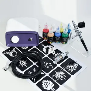 Kit de compresor de aire portátil de doble acción con kit de limpieza con aerógrafo para maquillaje arte pintura tatuaje pastel decoración belleza de uñas