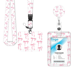 TEMU Cross-Border Hot Selling Easy-Pull <b>Buckle</b> Bow Round Badge Scroll Card Holder UV Printed Neckband Mobile Phone Strap - Product Image 1