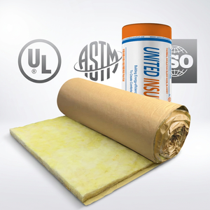 Rouleau <span class=keywords><strong>de</strong></span> <span class=keywords><strong>laine</strong></span> <span class=keywords><strong>de</strong></span> <span class=keywords><strong>verre</strong></span> ignifuge jaune avec revêtement en papier kraft pour structures en acier et bâtiments résidentiels - Product Image 1