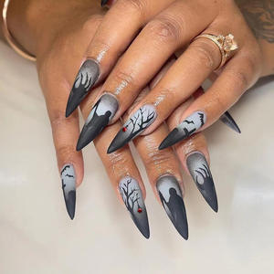 Venta al por Mayor de Fábrica, Uñas Postizas de Halloween Estilo Europeo y Americano, Serie Diablo Hechas a Mano, Estilo Spice Girls, Uñas Largas para Manicura, Estilo INS - Product Image 1