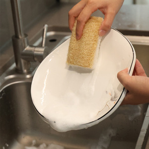 ฟองน้ำลูฟาห์ธรรมชาติ ผ้าเช็ดจาน แผ่นขัดลูฟาห์ สำหรับล้างจาน หม้อ ทำความสะอาดง่าย ฟองน้ำขัดครัว แปรงทำความสะอาดในครัวเรือน - Product Image 2