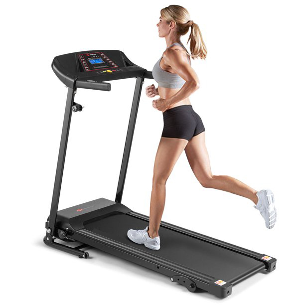 Milti-functional Display Screen Running Machine With Cup Holder Manual Inclines Folding Easy to Move Treadmill