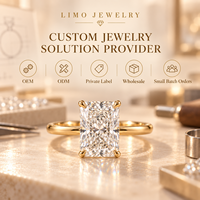 Bague de fiançailles solitaire en or jaune 14 carats avec diamant de laboratoire radiant 3 carats E VVS2, certifié IGI, personnalisable OEM ODM, vente en gros