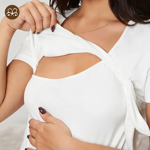 Haute qualité personnalisé femmes haut d'allaitement maternité col en V à manches courtes vêtements d'allaitement confortables - Product Image 2