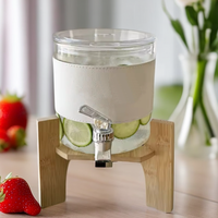 Baril à vin, jus, lait ou bière classique de 2,3 L en verre borosilicate soufflé à la main avec robinet en plastique – Idéal pour les fêtes et la cuisine
