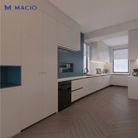 Armoires de cuisine modulaires MACIO en MDF blanc, équipées d'un évier, prêtes à assembler, pour une rénovation moderne d'appartement