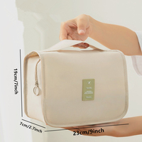 Sac à cosmétiques multifonctionnel de grande capacité, style influenceur coréen, en sergé, design minimaliste portable, ambiance girly