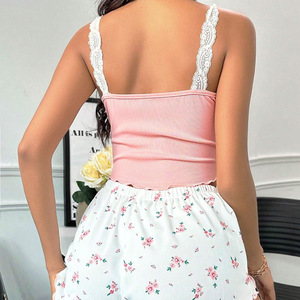 Conjunto de Lencería Sexy de 2 Piezas con Encaje para Mujer, Pijama con Shorts, Transpirable, Ajustado, Camisón de Poliéster - Product Image 6