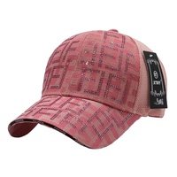 Gorra de béisbol unisex ajustable de 6 paneles con malla de diamantes de imitación, nueva, fresca y versátil para parejas, protección solar para el verano