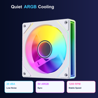 Ventilateur de boîtier PC LK120 6PIN WH 120mm blanc RGB à roulement fluide 45CFM 20dBA silencieux 1200 tr/min 12V DC pour ordinateur de jeu