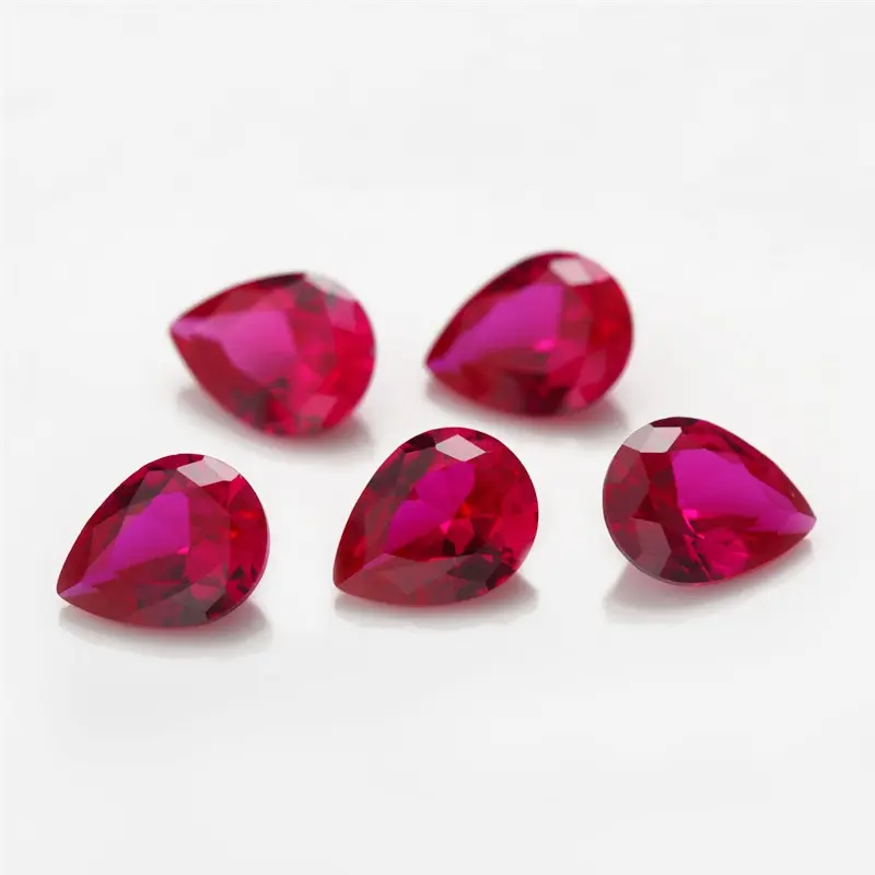 Precio al por mayor de alta calidad de piedras preciosas de rubí sintético piedra roja