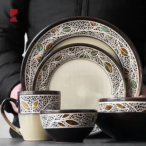 Assiette rétro ronde et Fine en porcelaine, bol salo, tasse en céramique, vaisselle de table, vente en gros,