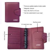 Organiseur de budget A6 personnalisé à couverture rigide, classeur à anneaux noir pour carnet et portefeuille