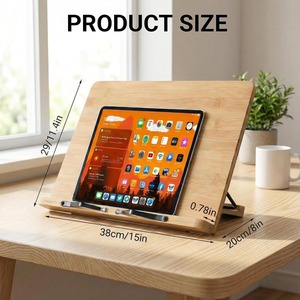Support de livre pliable pour la cuisine et le bureau, support de documents de bureau, support de livre en bambou réglable - Product Image 5