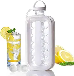 2合1便携式冰块托盘平板盖冷却冰块，冰块托盘水瓶夏季饮用清凉果汁