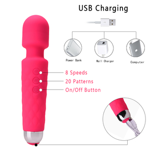Venta caliente USB recargable vibrador cuerpo varita masajeador 20 Modo frecuencias sexo masaje chino para mujeres - Product Image 5