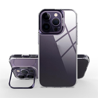 Coque de protection pour objectif d'appareil photo avec béquille métallique anti-jaunissement en TPU monobloc pour iPhone 14 Pro Max, compatible également avec iPhone 15 Plus, 13, 12, 17, 16