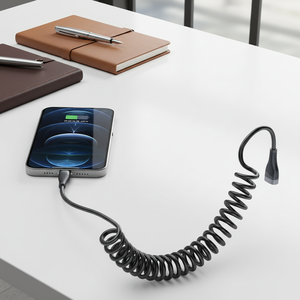 Câble de charge rapide rétractable CarPlay Type-C/USB-A 5A pour téléphones mobiles Android, anti-emmêlement - Product Image 1