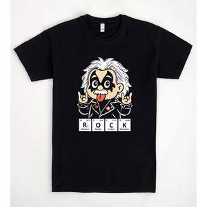 Camiseta Rock Science negra con cuello redondo, ropa promocional unisex - Product Image 1