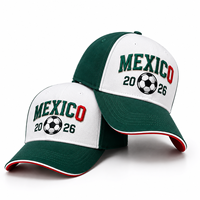 Gorra de Béisbol Personalizada de 6 Paneles, 100% Algodón, para Fanáticos del Fútbol Mundial 2026, con Logotipo del País Bordado