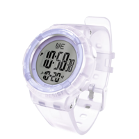 Montre numérique sportive pour filles avec bracelet transparent violet haute puissance, étanche 5 ATM, affichage lumineux, cadeau scolaire