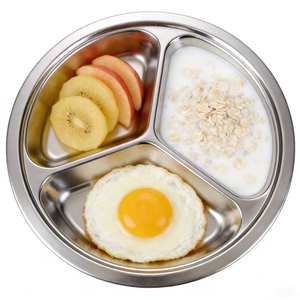 <span class=keywords><strong>Plateau</strong></span> de nourriture en acier inoxydable 304 métal pour l'école Walmart vente en gros, boîte marron moderne chaude assiette ronde plat assiette à dîner - Product Image 5