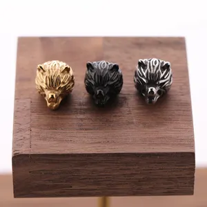 High Quality Jewelry Finding Gold Black Silver Plated Stainless Steel Tiger Head Charm