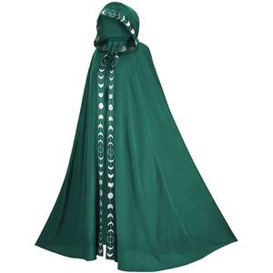 Capa con capucha unisex con estampado de fases lunares, abrigo largo medieval renacentista - Product Image 4