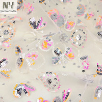 Tissu en dentelle à sequins papillon Nanyee, 100% polyester, tissu en maille tricotée, tissu brodé pour mariage, pour filles