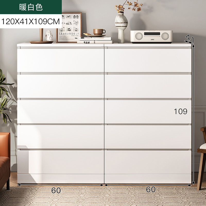[Ensemble combiné] 120 cm blanc chaud – 10 tiroirs