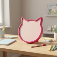 Tablette de dessin LED en plastique en forme de chat, lampe de bureau rose semi-transparente avec stylo pour tableau blanc pour enfants