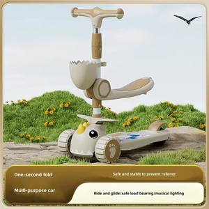 Trottinette enfant 3-en-1 avec siège amovible, design <span class=keywords><strong>petit</strong></span> <span class=keywords><strong>dinosaure</strong></span>, pliable, 3 roues, en plastique, pour usage extérieur - Product Image 3