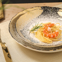 Moderne Luxe Gouden Rand Parel Keramisch Servies Westerse Schotel Fruit Slakom Elegant Serviesgoed Collectie