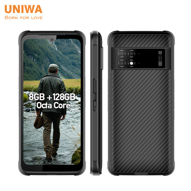 New Global Rom Android 128GB 5G Smartphone 8GB +128GB NFC UNIWA N6510 Display 2.0 Water Drop 50MP Octa Core Scanner 4G5G Phone