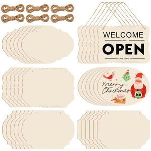<b>Custom</b> Unfinished DIY Wooden Rectangular Hanging Ornament for Wedding Christmas Blank Sign for <b>Painting</b> Writing Engraving - Product Image 1