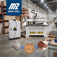 Machine de découpe CNC 1325 ATC avec changeur d'outils automatique pour le traitement des portes d'armoires, du MDF et du contreplaqué