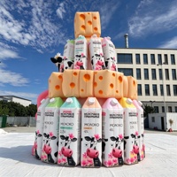 Tente gonflable géante en Oxford de 8M/26FT pour stand lait et fromage, avec motif vache et fleurs, kiosque gonflable pour activités marketing