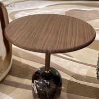 Meja sudut marmer bertautan coklat impor Modern dengan dasar krom untuk dekorasi rumah atau Hotel aksen furnitur ruang tamu