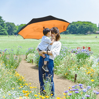 Parapluie inversé intelligent à poignée en C, mains libres, résistant au vent et imperméable, double couche personnalisée, inversé et à l'envers