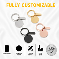 Porte-clés rond en acier inoxydable personnalisé de haute qualité, gravé, avec barre vierge, cadeau commémoratif, fournisseur en gros