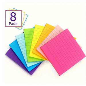 Bloc de Notas Adhesivas con Líneas, 3x3 Pulgadas, 4 Blocs, 45 Hojas/Bloc, Colores Brillantes, Material Escolar - Product Image 1