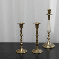 Porte-bougie vintage conique, support à bougie rétro antique doré pour centre de table de mariage, dîner, banquet, décoration de fête
