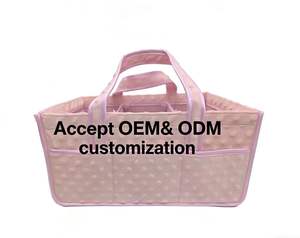 סל אחסון אופנתי לתינוקות מבד בועות קל משקל ואיכותי, לאחסון חפצי תינוקות חיוניים ותחנת החתלה. - Product Image 3