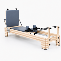 Reformer de Pilates en chêne rouge massif et en érable, équipement de Pilates en bois commercial, machine de fitness professionnelle pour studio