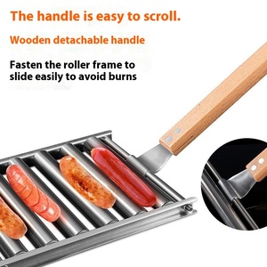 Großhandel Umweltfreundlicher Moderner Edelstahl Abnehmbarer Rollgrill für Würstchen mit Abnehmbarem Holzgriff Holzkohle-BBQ <span class=keywords><strong>Jim</strong></span> <span class=keywords><strong>Beam</strong></span> Werkzeug - Product Image 5