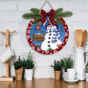 Bonhomme de neige décoration murale bonhomme de neige signe noël porte d'entrée décoration signe pays rond en bois guirlande de noël liste de noël - Product Image 3