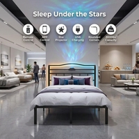 Professionelles Top-Bewertetes Doppelbett mit Eisenrahmen USB Typ C Anpassbares LED-Kopfteil Ladestation Geräuschlos Hochbelastbar