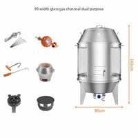 Poêle à charbon de bois à gaz commercial poêle suspendu adapté au poulet rôti canard rôti agneau côtelette rôti gigot d'agneau