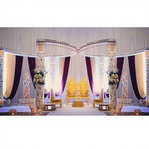 Mandap de mariage hindou élégant avec cristaux en forme de papillon, nouveau design de mandap en fibre/cristal, mandap de mariage tendance en fibre et cristal - Product Image 1